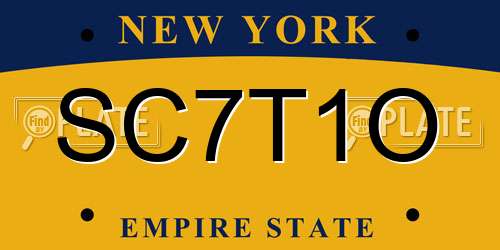SC7T1O New York License Plate
