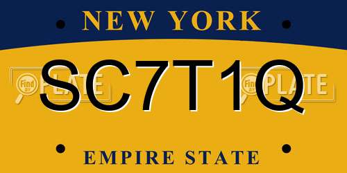 SC7T1Q New York License Plate