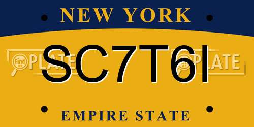 SC7T6I New York License Plate