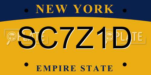 SC7Z1D New York License Plate