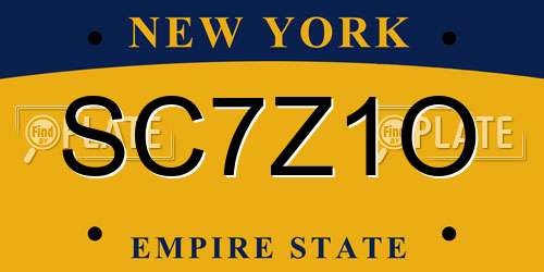SC7Z1O New York License Plate