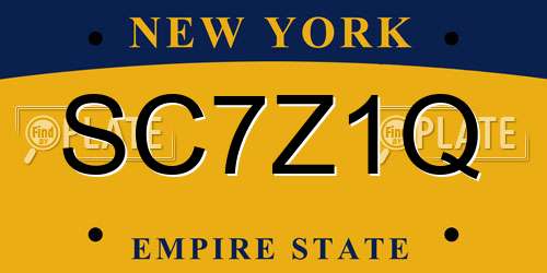 SC7Z1Q New York License Plate