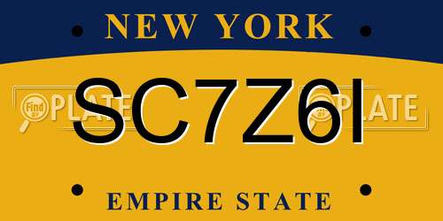 SC7Z6I New York License Plate