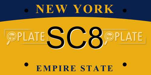 SC8 New York License Plate