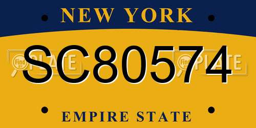 SC80574 New York License Plate