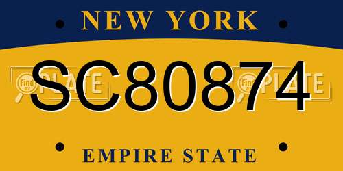 SC80874 New York License Plate