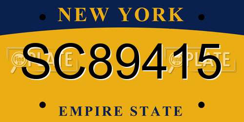 SC89415 New York License Plate