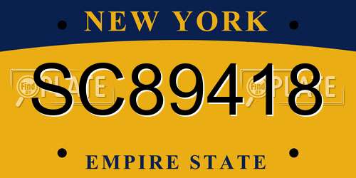 SC89418 New York License Plate