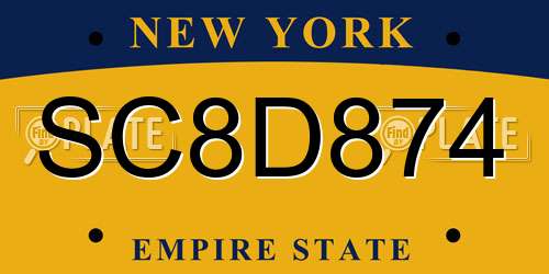 SC8D874 New York License Plate