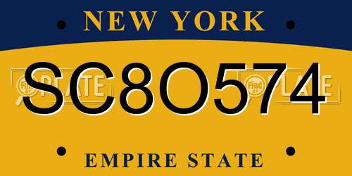 SC8O574 New York License Plate