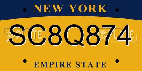 SC8Q874 New York License Plate
