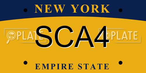 SCA4 New York License Plate