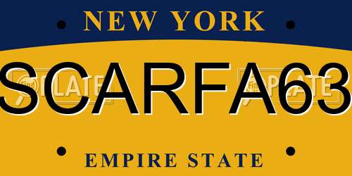 SCARFA63 New York License Plate