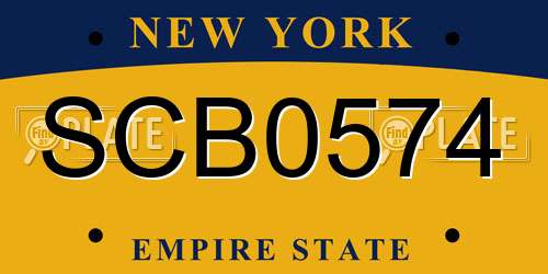 SCB0574 New York License Plate