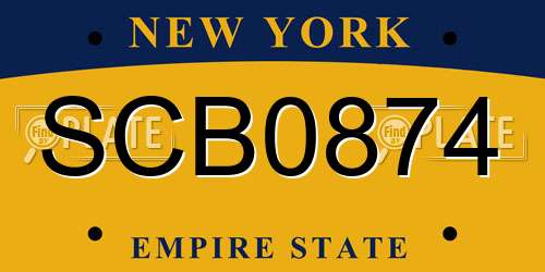 SCB0874 New York License Plate