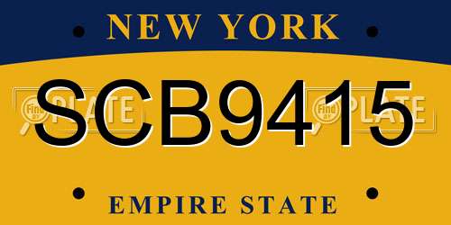 SCB9415 New York License Plate