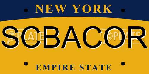 SCBACOR New York License Plate