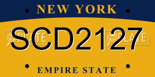 SCD2127 New York License Plate