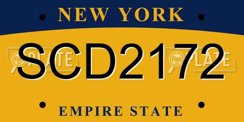 SCD2172 New York License Plate