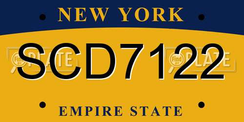 SCD7122 New York License Plate