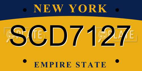 SCD7127 New York License Plate