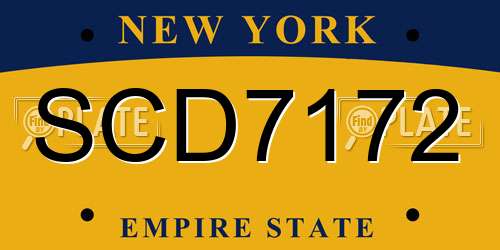 SCD7172 New York License Plate