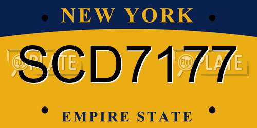 SCD7177 New York License Plate