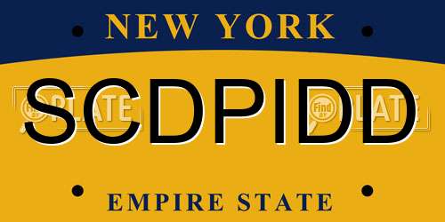 SCDPIDD New York License Plate