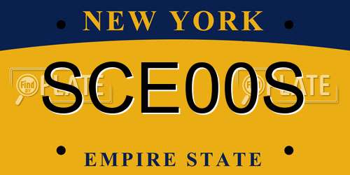 SCE00S New York License Plate