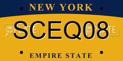 SCEQ08 New York License Plate