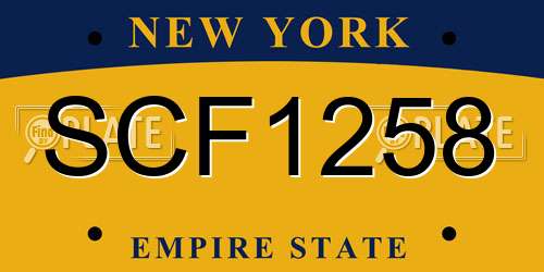 SCF1258 New York License Plate
