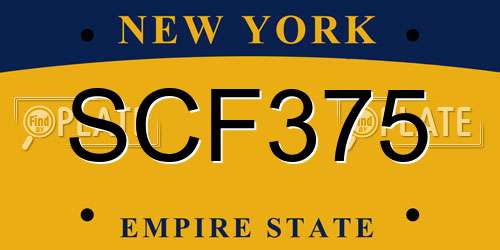 SCF375 New York License Plate