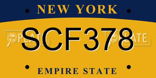 SCF378 New York License Plate