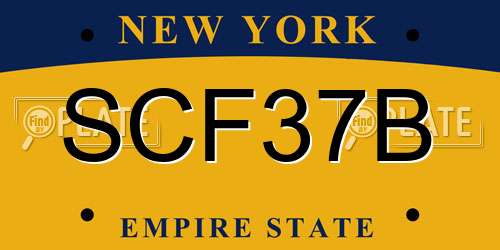 SCF37B New York License Plate