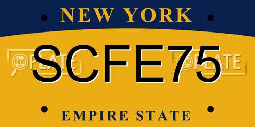 SCFE75 New York License Plate