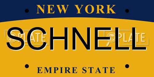 SCHNELL New York License Plate