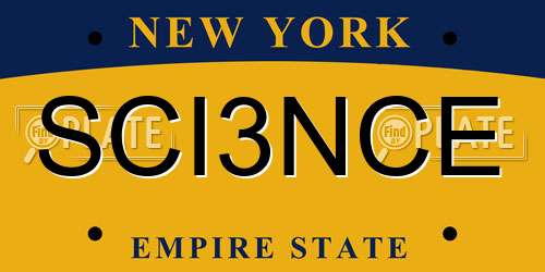 SCI3NCE New York License Plate