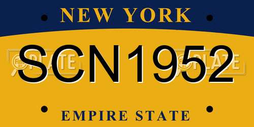 SCN1952 New York License Plate