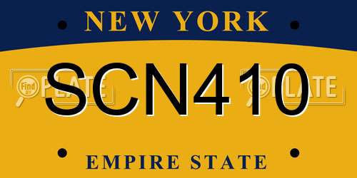 SCN410 New York License Plate