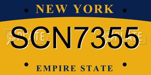 SCN7355 New York License Plate