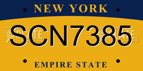 SCN7385 New York License Plate