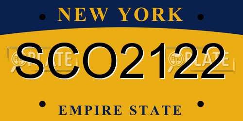 SCO2122 New York License Plate