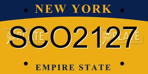 SCO2127 New York License Plate