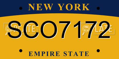 SCO7172 New York License Plate