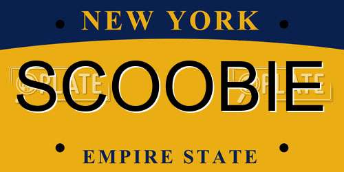 SCOOBIE New York License Plate