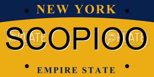 SCOPIOO New York License Plate