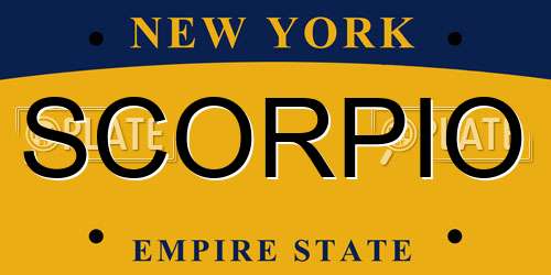 SCORPIO New York License Plate