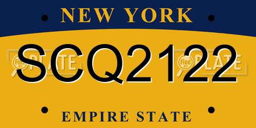 SCQ2122 New York License Plate