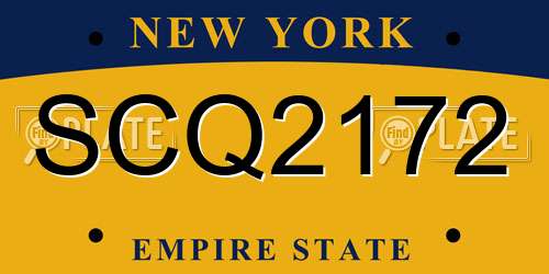 SCQ2172 New York License Plate