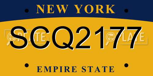 SCQ2177 New York License Plate